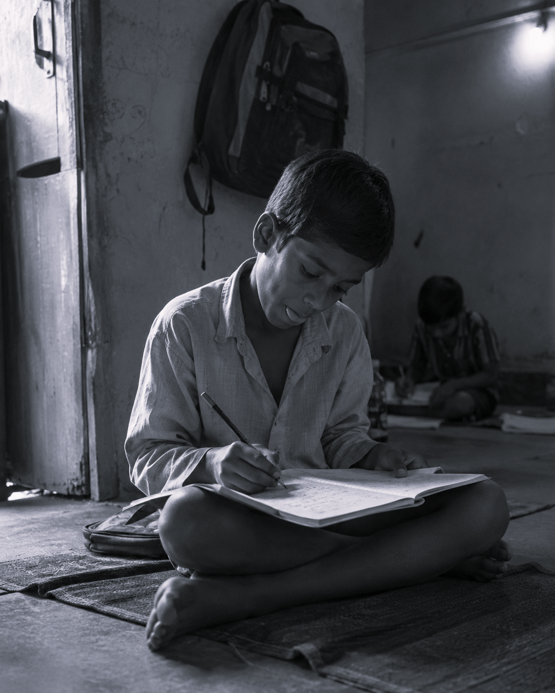 Orphan child studying at Anath Ashram, Mahavir Enclave Delhi